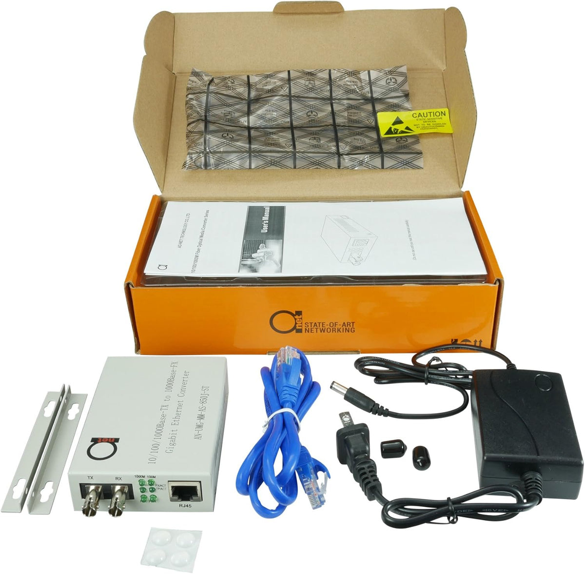 ST Gigabit Fiber Media Converter to UTP Cat5e RJ-45 F78853
