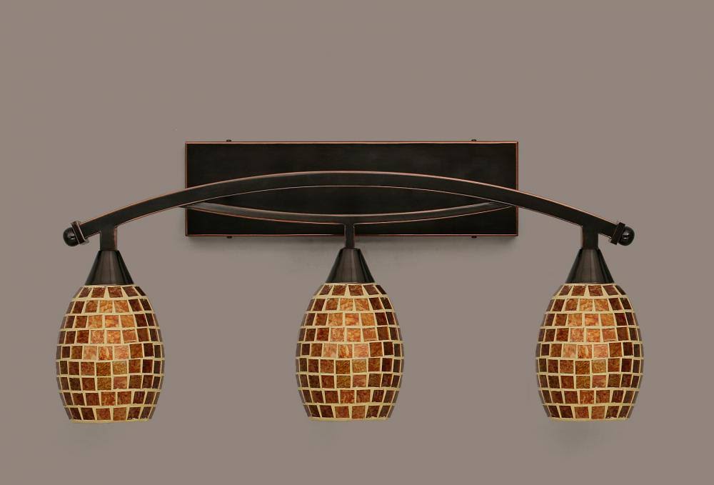 Three Light Bath Bar with Copper Mosaic Glass M685137