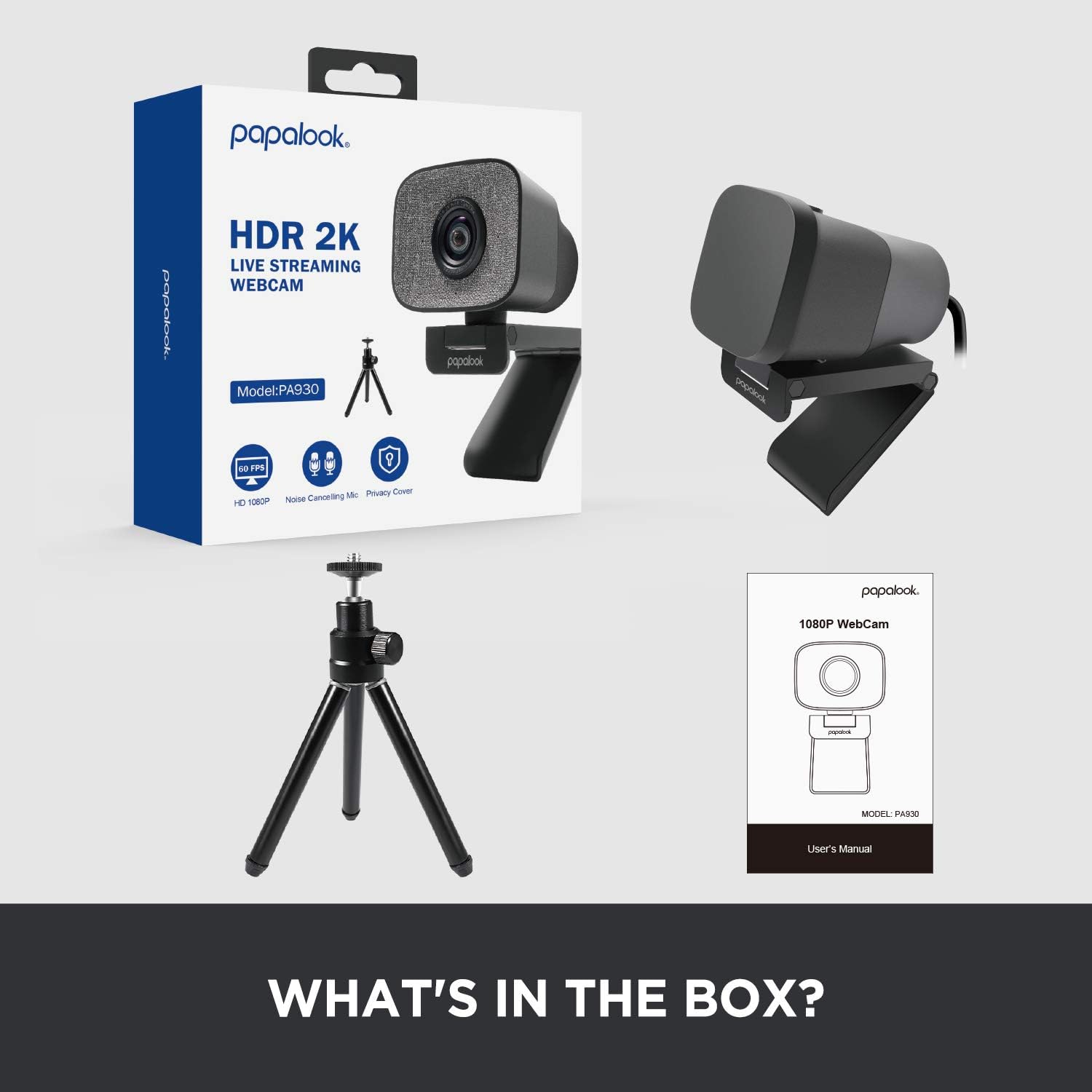 2K Ultra HD Webcam with Dual Microphone and Privacy Cover Q668