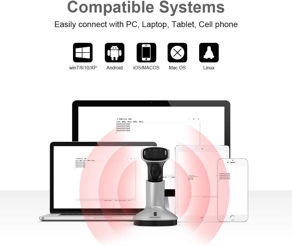 Wireless and Wired Handheld Barcode Scanner with Stand, Pack of 2 B74405