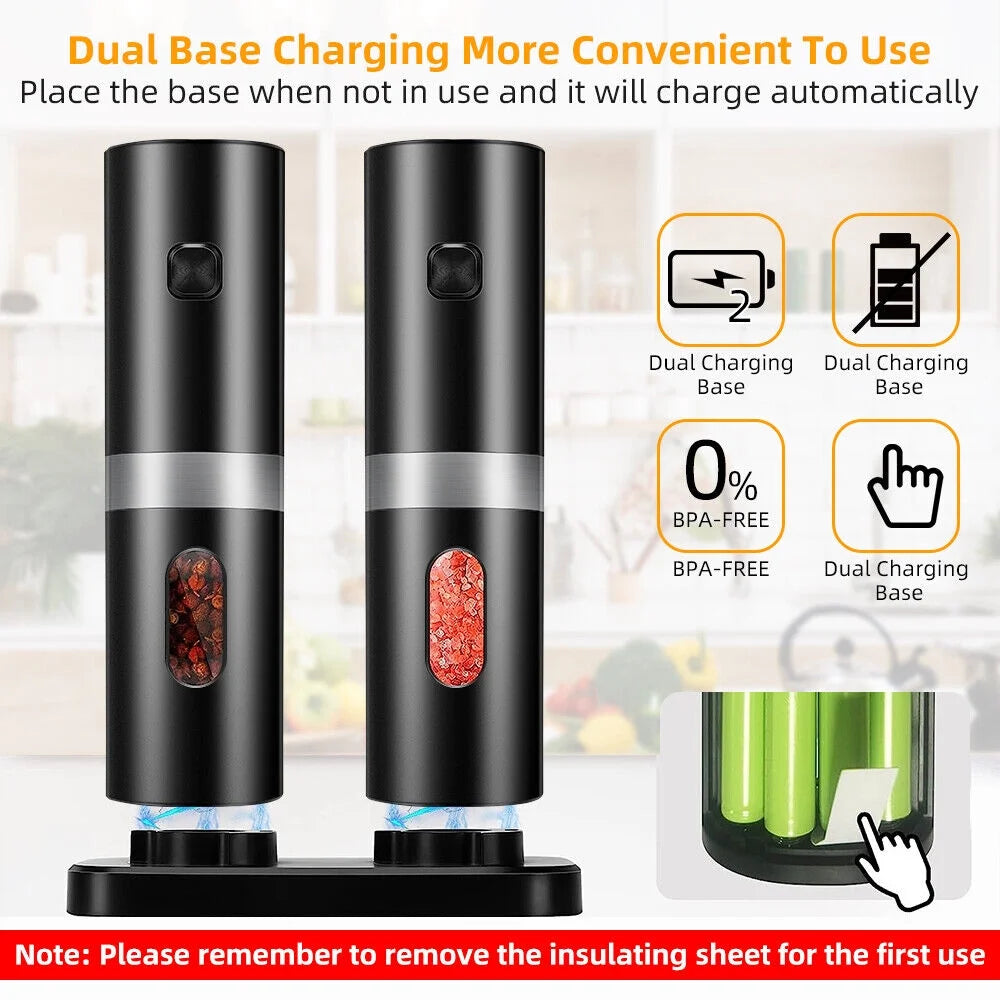 Electric Black Salt & Pepper Grinder USB Mill X482720