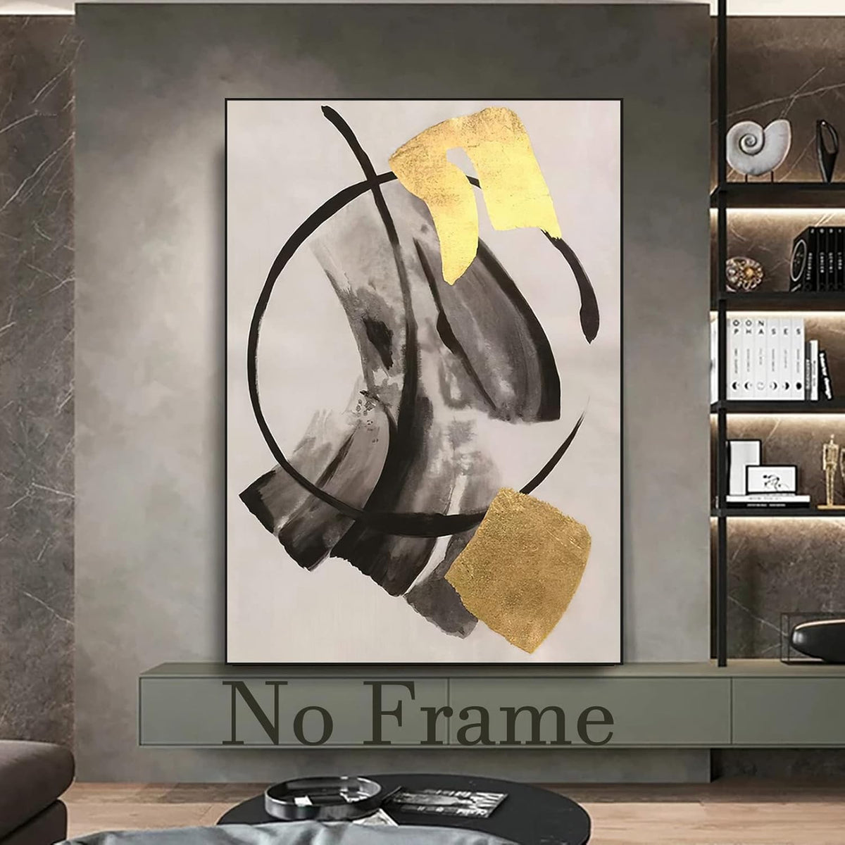 Black Gold Grey Abstract Painting Oversized Canvas Art 20x28in Unframed Pack of 2 T47316