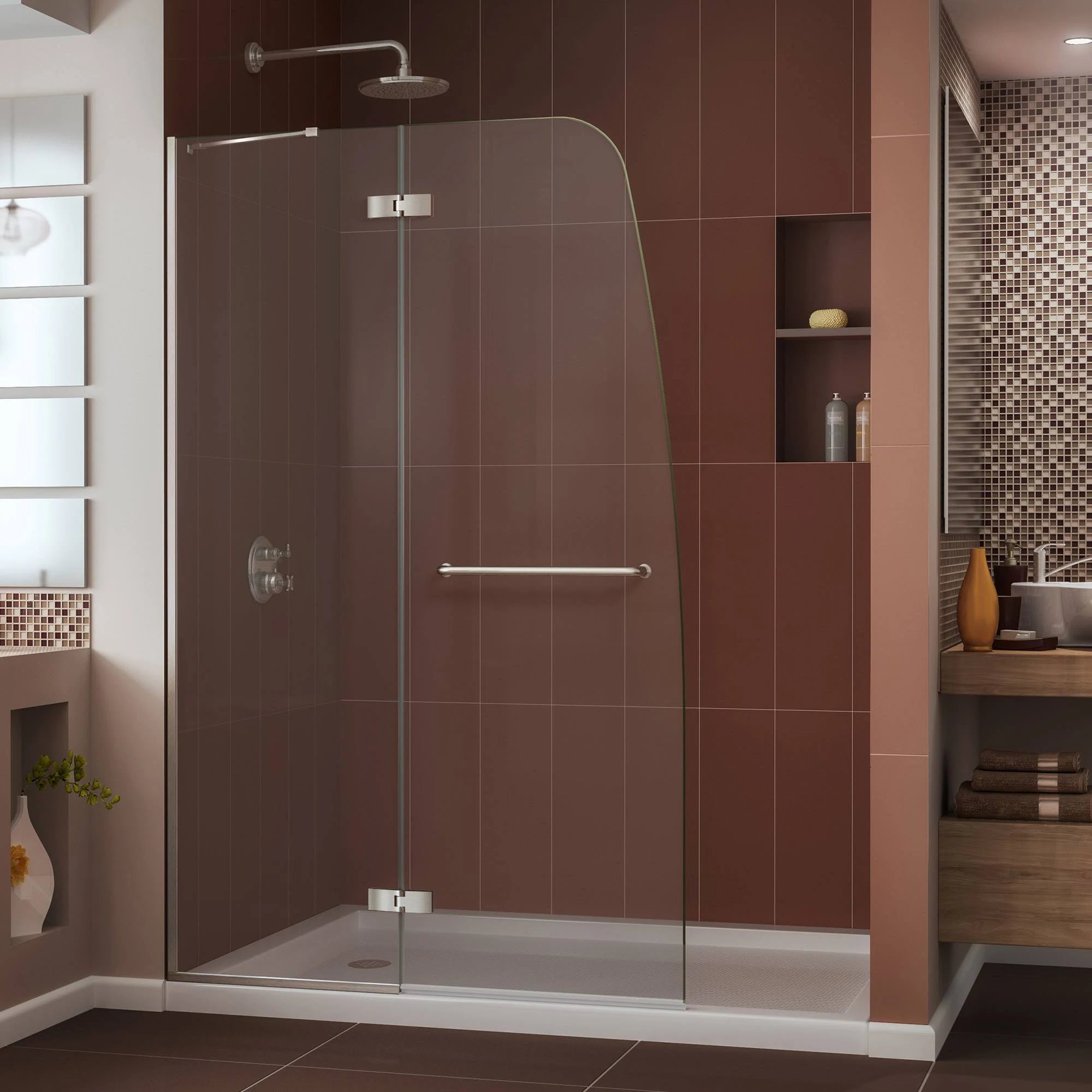 Frameless Shower Door in Brushed Nickel D734343