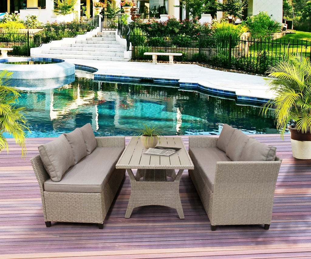 PE Rattan Wicker Sectional Sofa Set with Table W54887