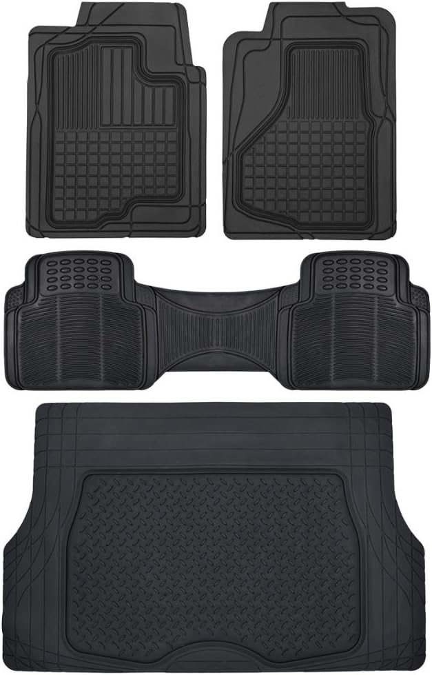 Heavy Duty Rubber Floor Mats (2 Front, 1 Liner & Cargo Mat) A169