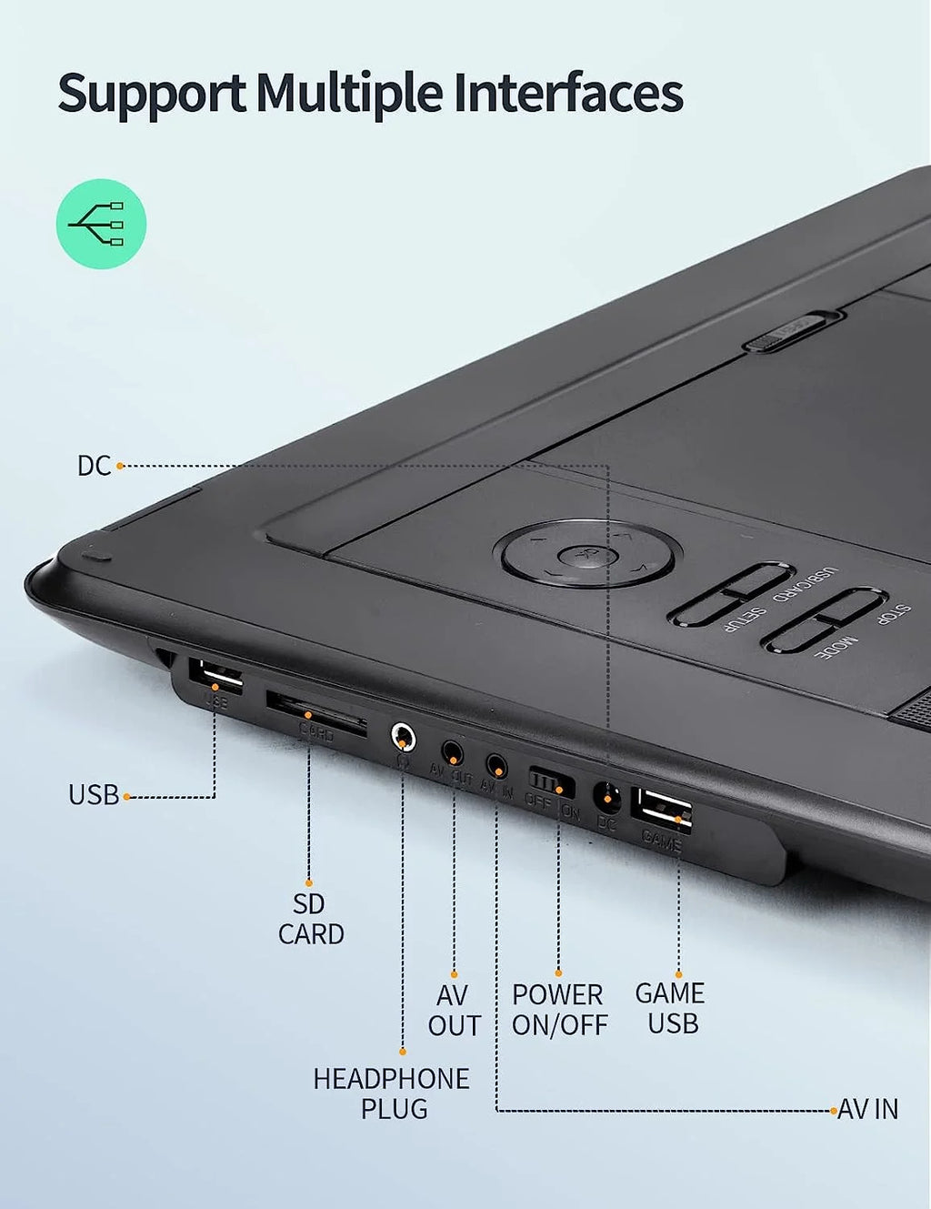 12.5" Portable DVD Player with 10.5" HD Swivel Screen, Black U499256