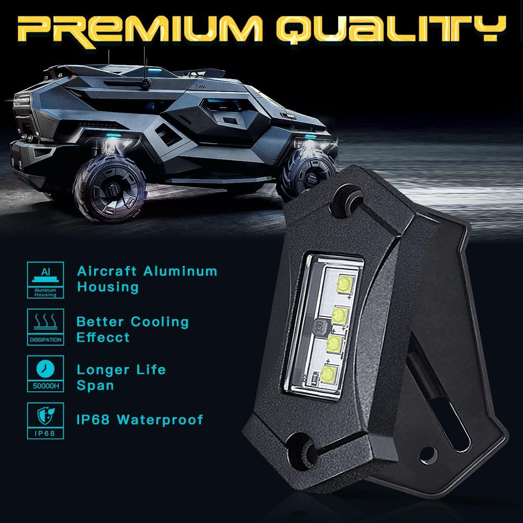 White LED Rock Lights 12 Pods Waterproof J917