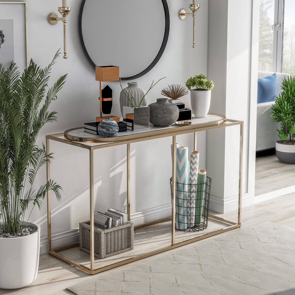 White Marble Sofa Table L942835