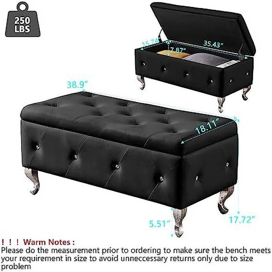Grey Velvet Ottoman Bench with Metal Legs H997397