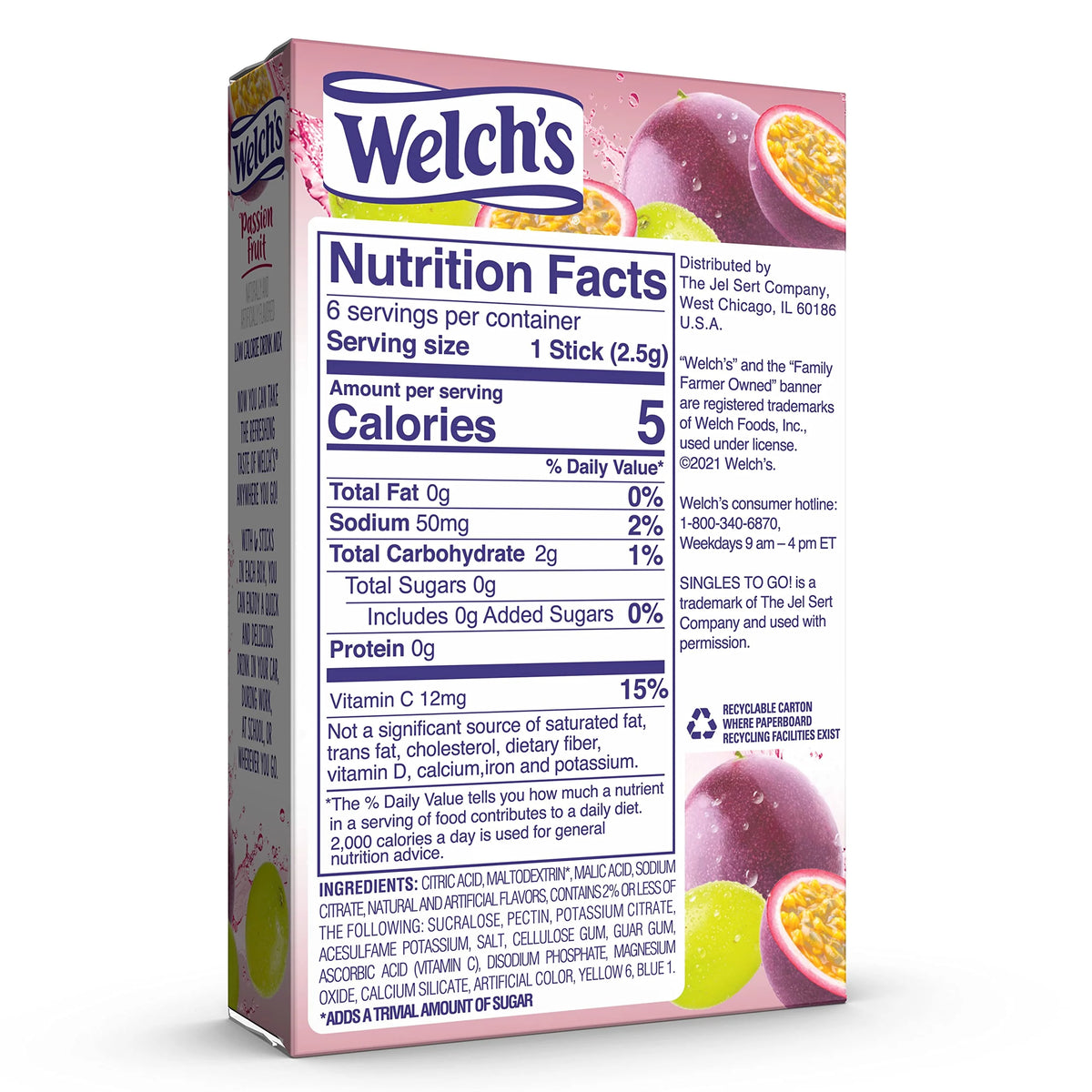 Passion Fruit Water Drink Mix Powder Sticks (72 Total Servings) W9380