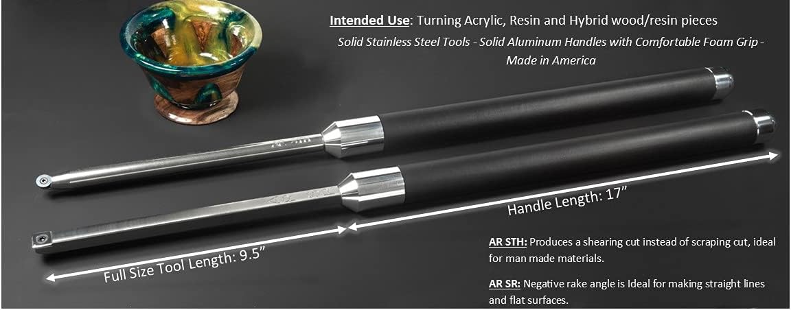 Carbide Turning Tools for Wood Lathe, 12" Tools, 17" Handles, 2 Tool Set U748130