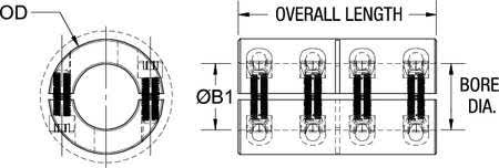 Coupling, Two Piece, Bore Dia 10 mm U517163