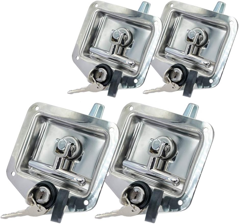 Pack of 4 Heavy Duty Stainless Steel T-Handle Toolbox Door Locks with 2 Keys W76339