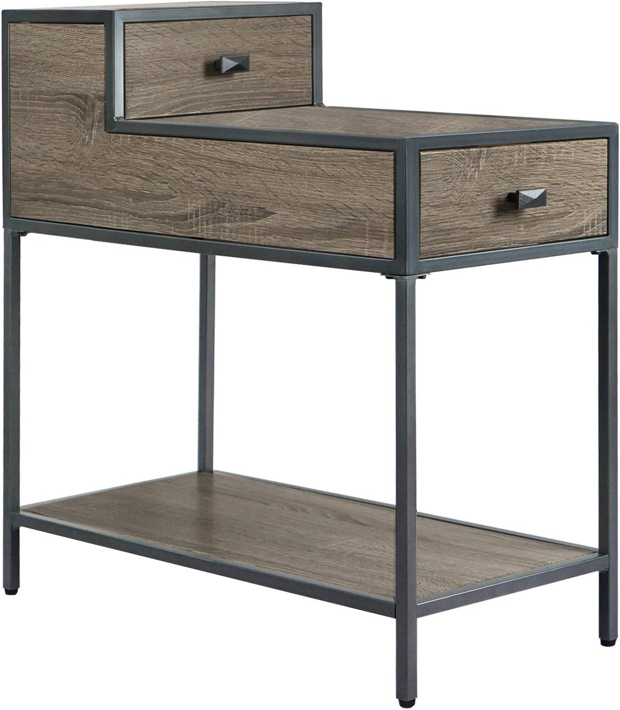 Gray Farmhouse Side Table with Drawer O499695