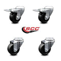 Swivel Bolt Caster Set of 4 with 3x22 Wheel, 2 with TTL Brakes C902734