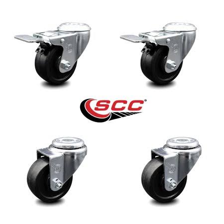 Swivel Bolt Caster Set of 4 with 3x22 Wheel, 2 with TTL Brakes C902734