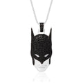 Batman Pendant Necklace, Sterling Silver and Black CZ, 24" R197