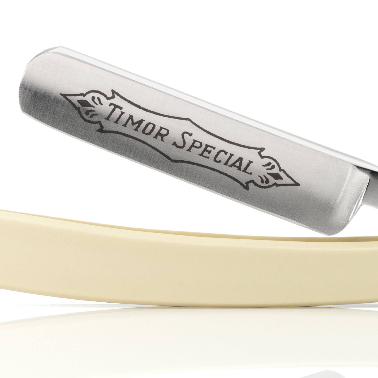 Carbon Steel Straight Razor with Ivory Plastic Handle D3287