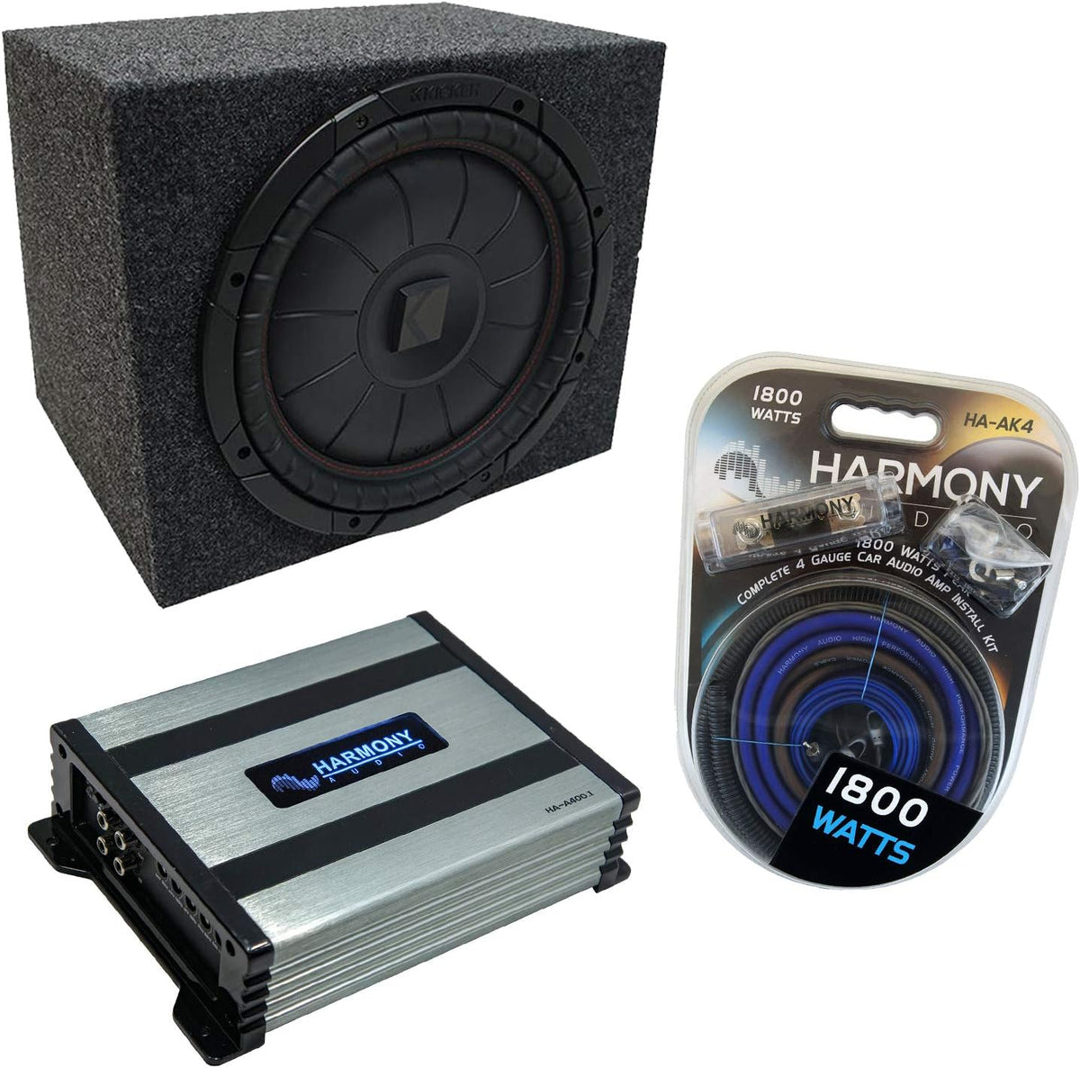 Kicker Bundle Car Sub Box Enclosure & Amp A653489