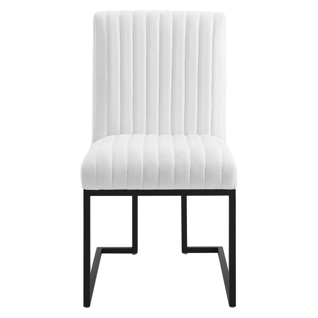White Channel Tufted Fabric Dining Chair L881