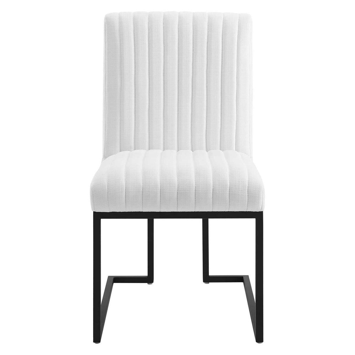 White Channel Tufted Fabric Dining Chair L881