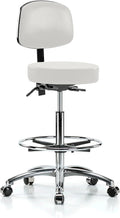 Chrome Rolling Height Adjustable Doctor's Stool with Back and Footring U507