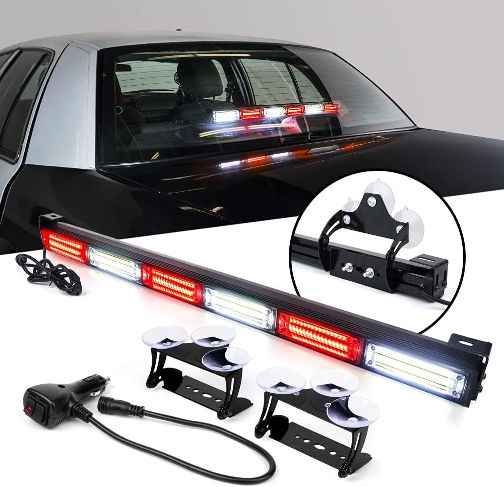 31" COB LED Emergency Traffic Advisor Strobe Light Bar, White/Red, Pack of 2 I299