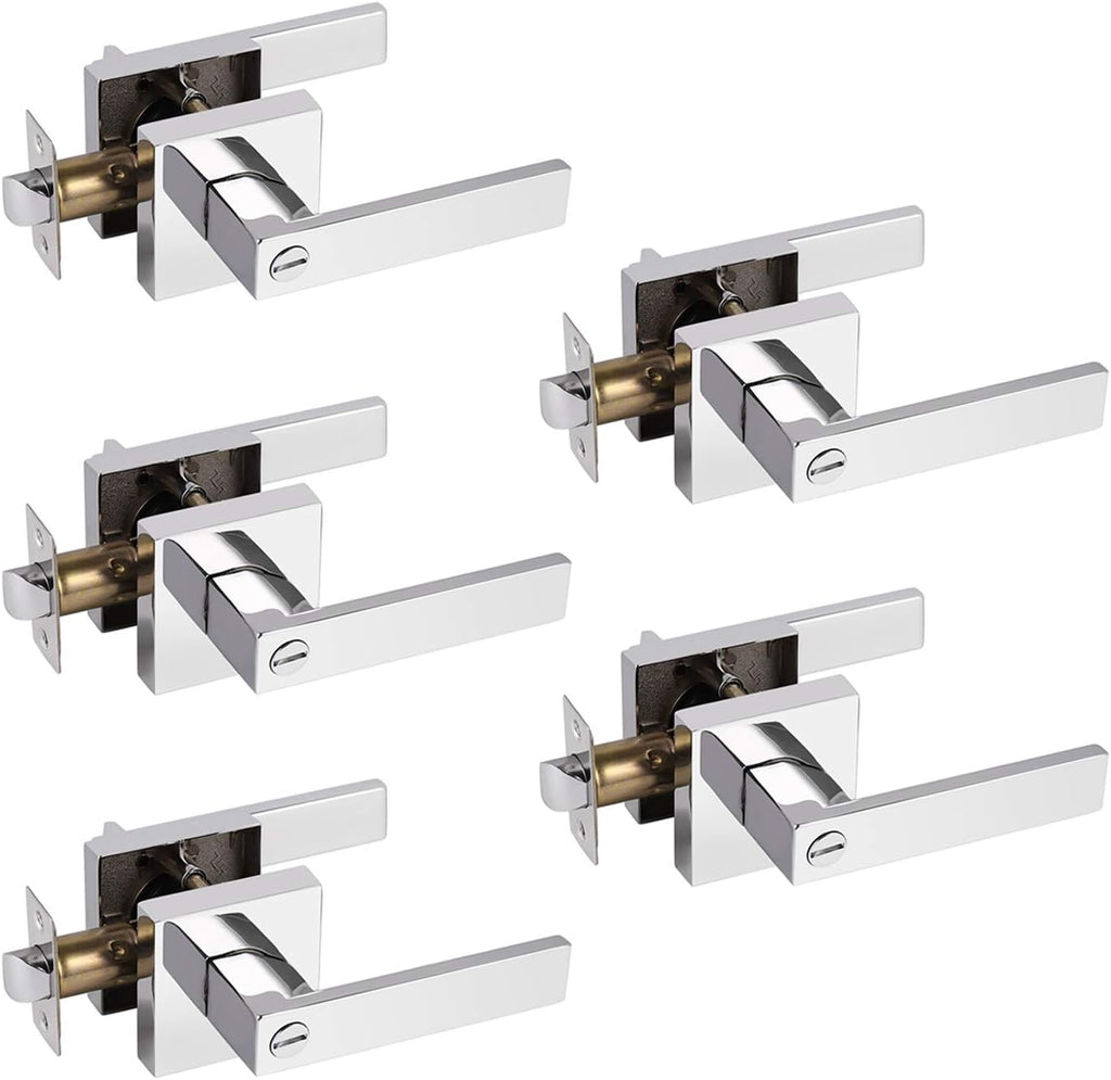 Polished Chrome Square Privacy Levers 5 Pack K742839