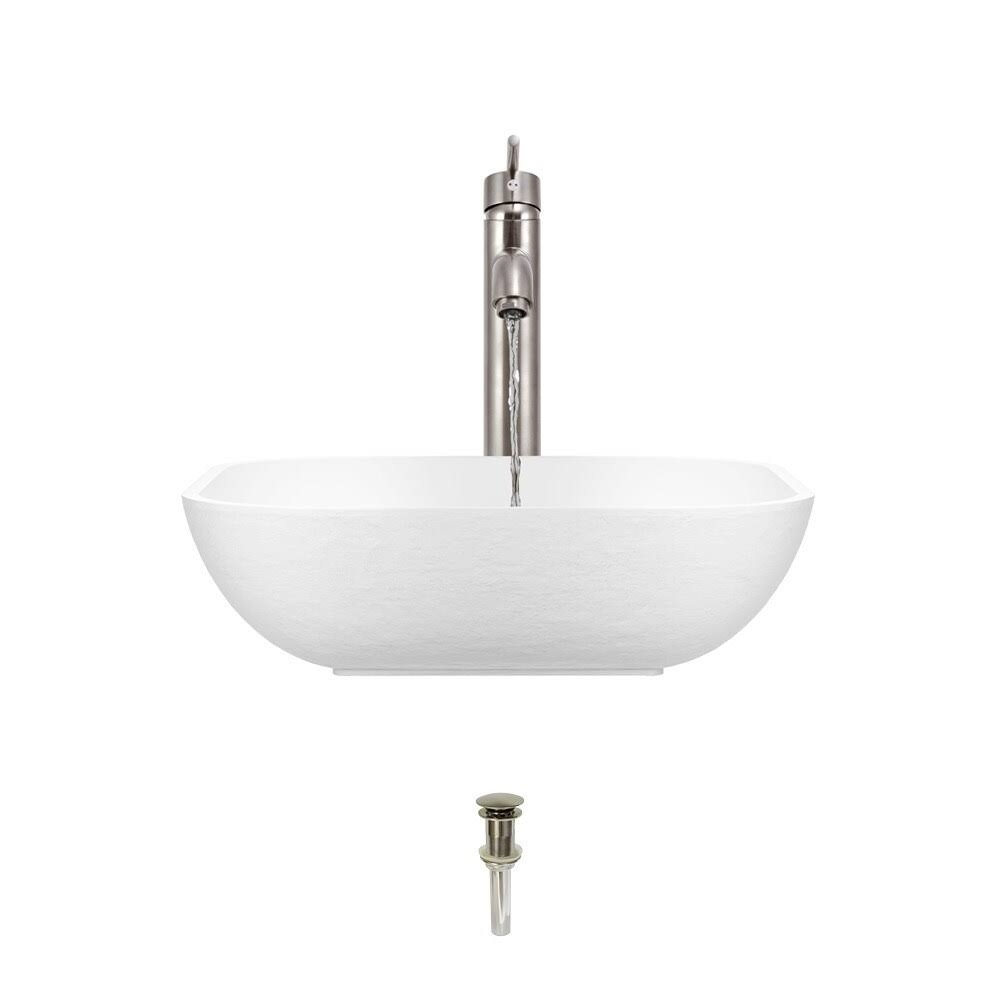 Composite Square Vessel Bathroom Sink with Faucet Q633