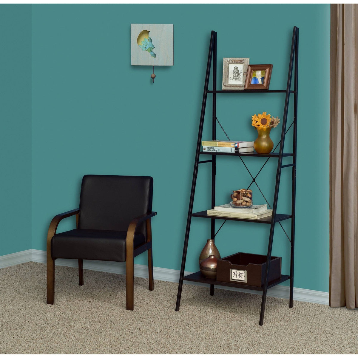 72x22 Ladder Bookcase Black E71764