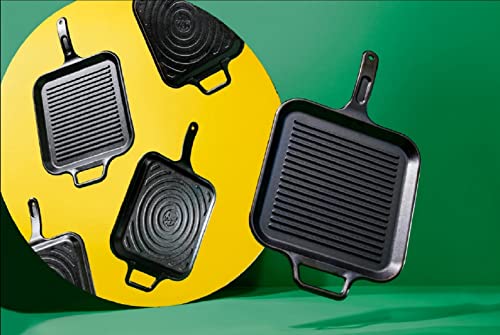 12 Inch Seasoned Cast Iron Grill Pan with Loop Handles P3446