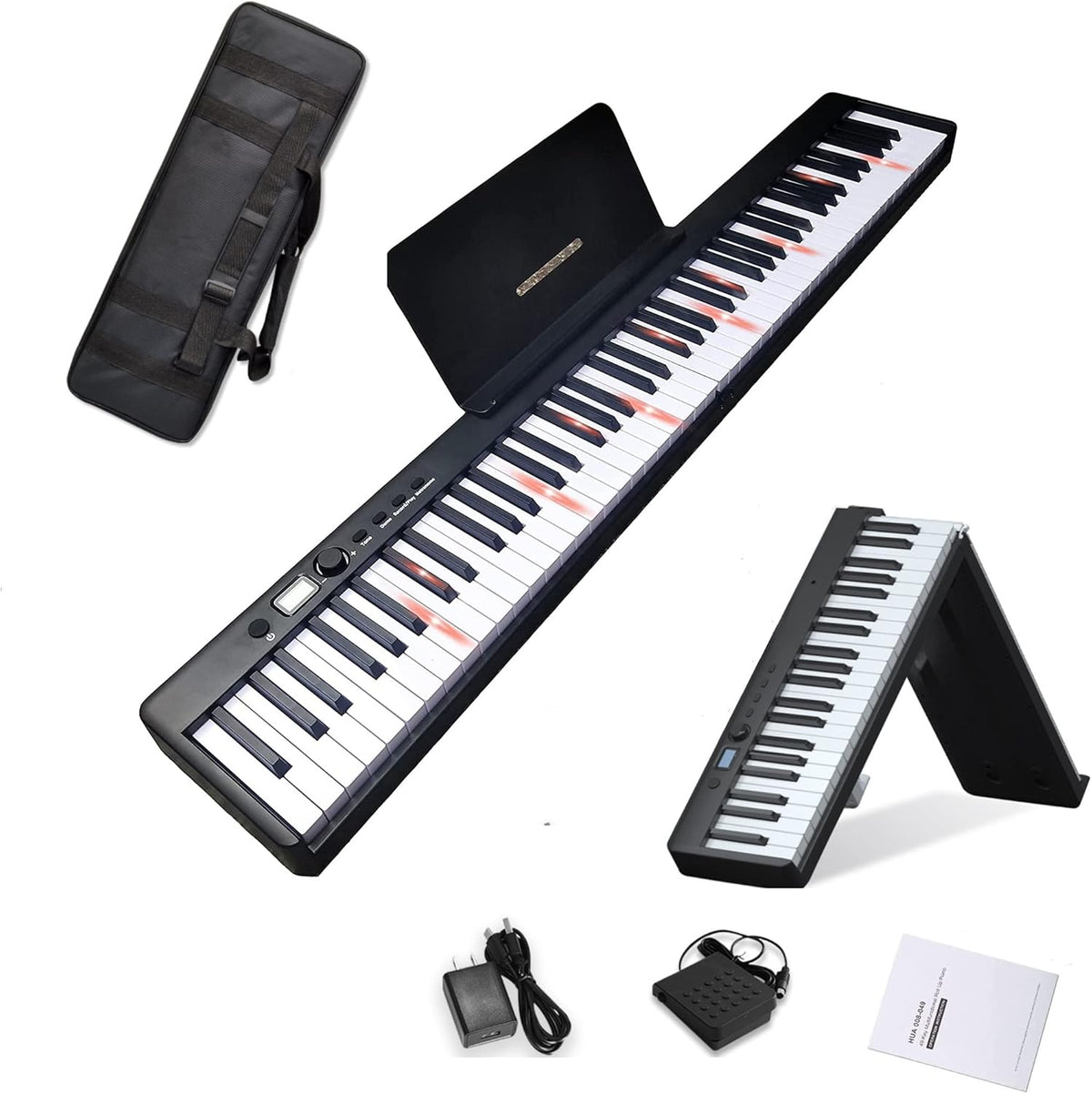 88-Key Foldable Electronic Piano with Semi Weighted Keys T920