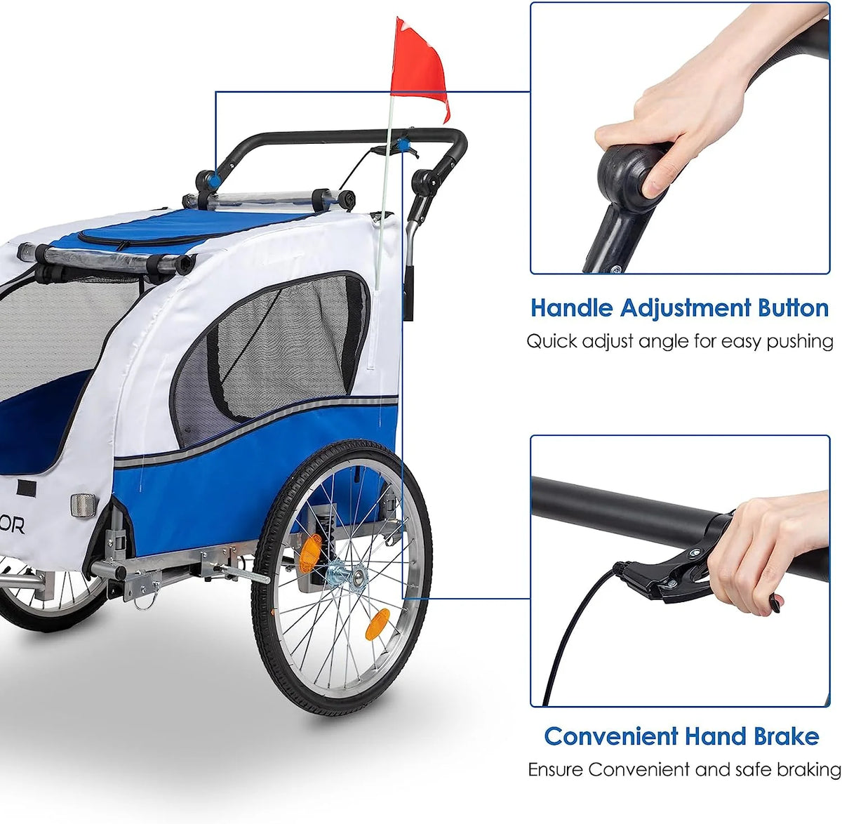 2-in-1 Dog Bike Trailer Pet Stroller with Universal Hitch V6675
