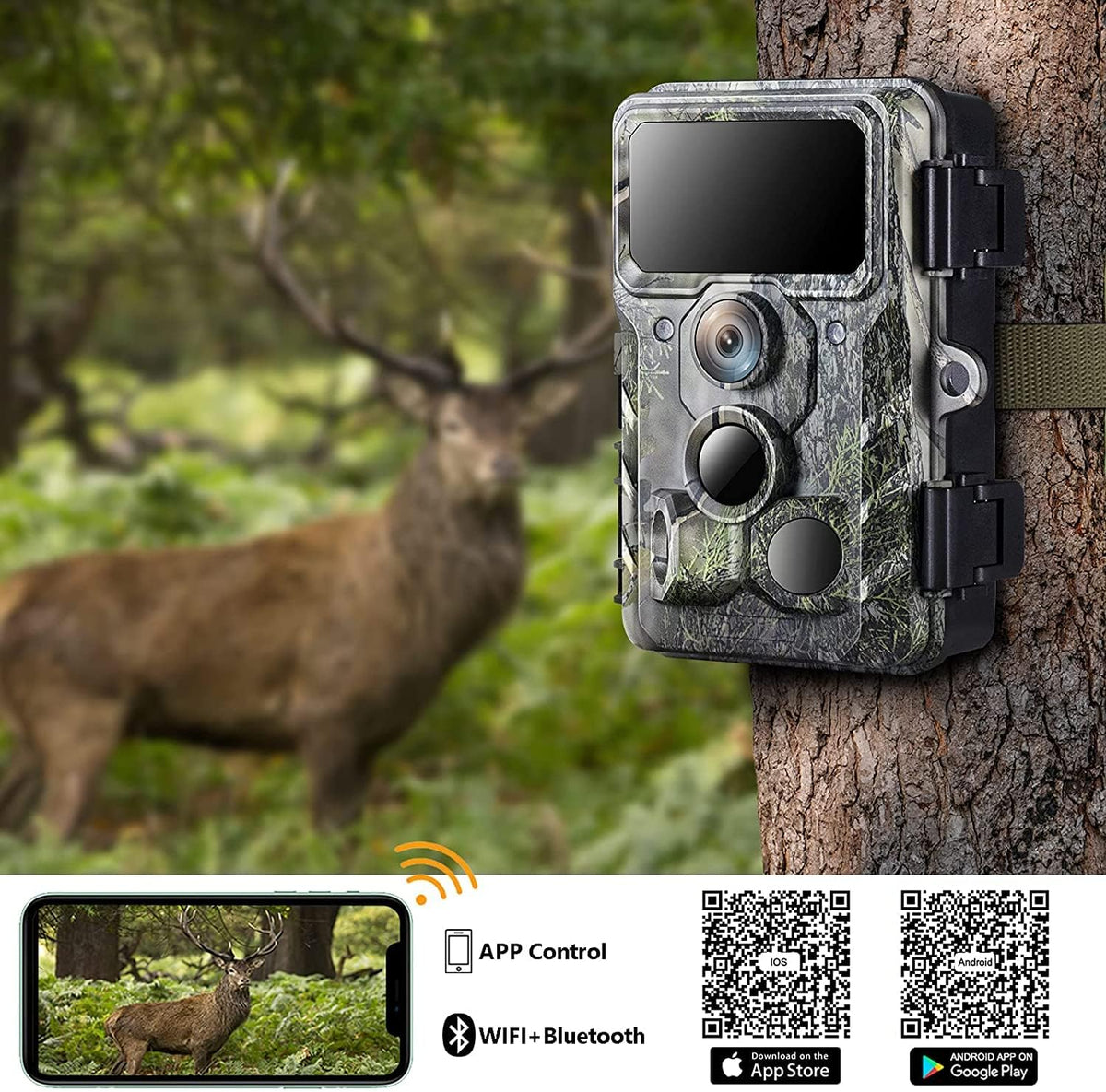 4K 30MP Trail Camera with Night Vision, 120° Wide Angle, IP66 Waterproof O243091