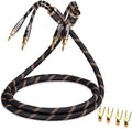 Single Audiophile Speaker Cable with Gold Plated Connector, Nylon Braid, 4.9ft, Pack of 2 A82588