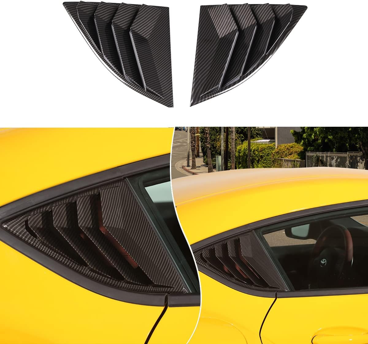 Carbon Fiber Pattern Black Rear Side Window Louver Cover K506