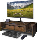 Natural Bamboo Monitor Stand with Drawers, Pack of 2 J630