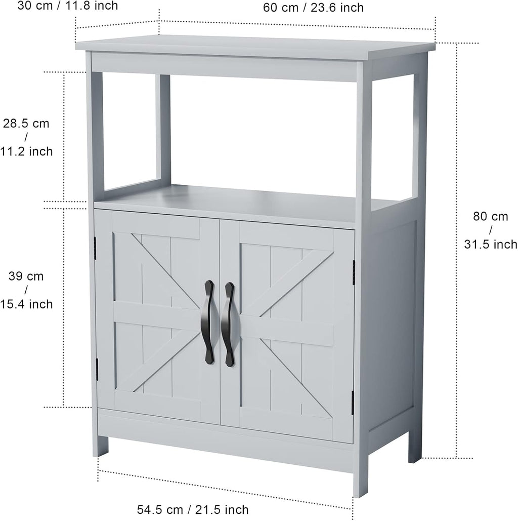 Gray Floor Cabinet with 2 Doors and Adjustable Shelf D565580