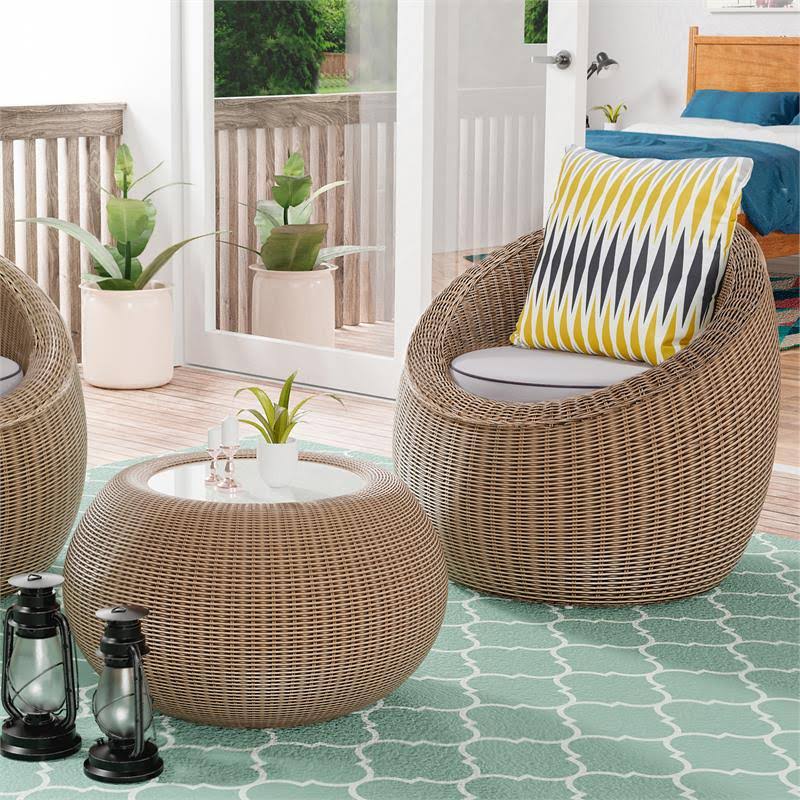 Natural Brown Aluminum Outdoor Chair D957