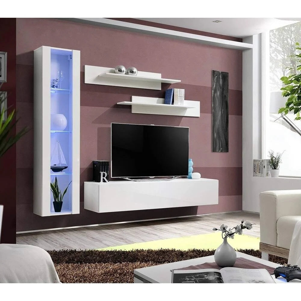 Black Wall Mounted Floating Entertainment Center I59747