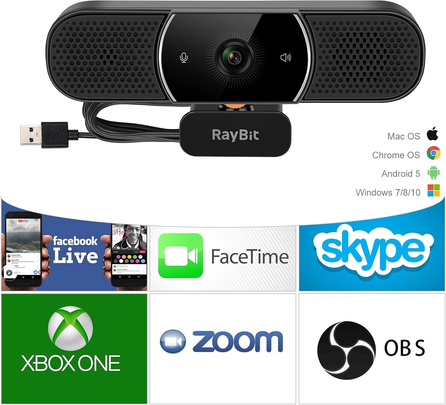 2 Pack Webcam with Microphone and Speaker F509