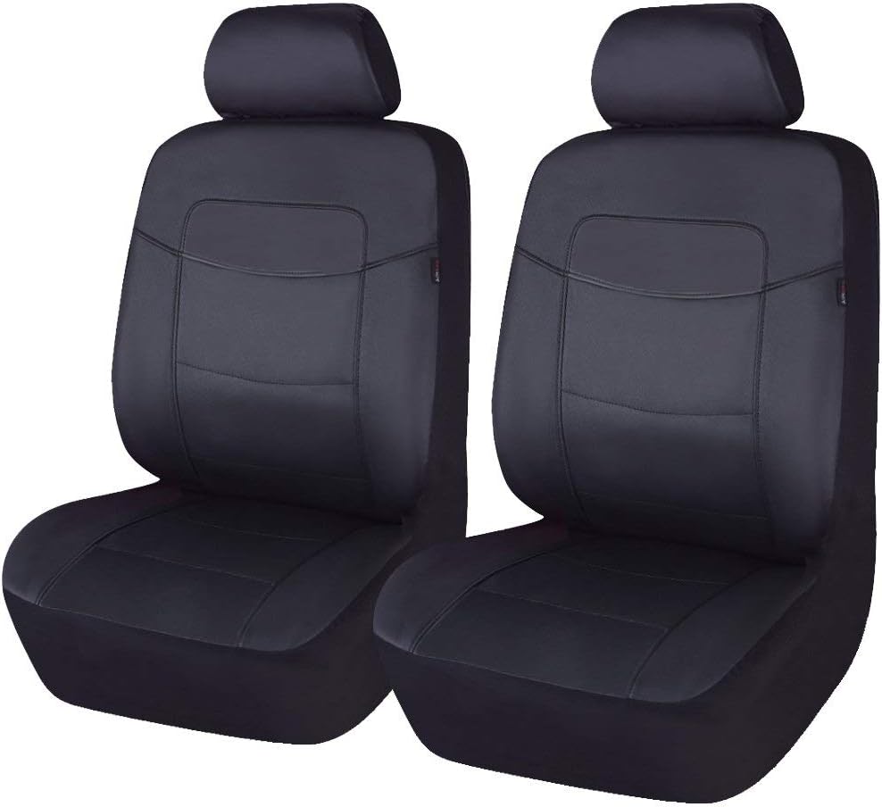 Black Leather Car Seat Covers Full Set Pack of 2 M928262