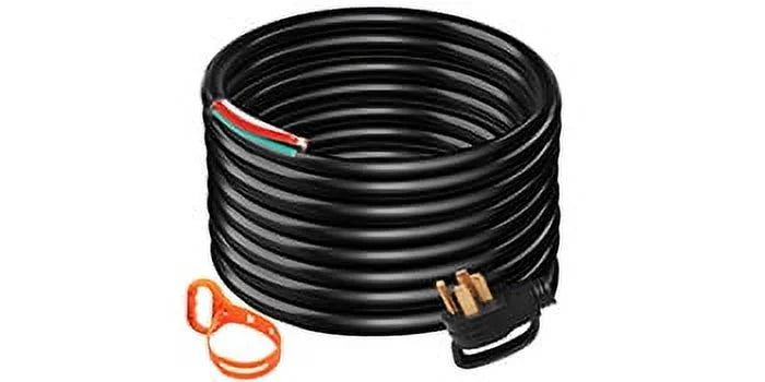 30' 50A RV Power Cord 6/3 + 8/1 AWG NEMA 14-50P to Bare Wire A83446