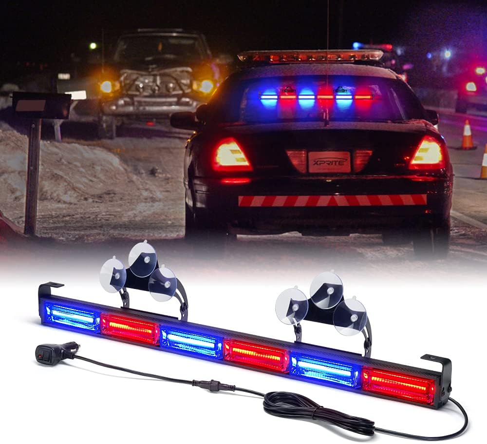 31" COB LED Emergency Traffic Advisor Strobe Light Bar, White/Red, Pack of 2 I299