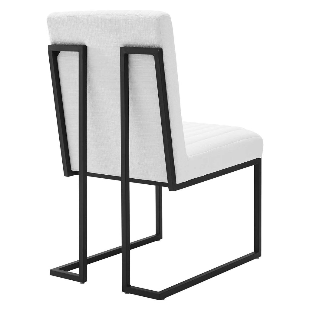 White Channel Tufted Fabric Dining Chair L881