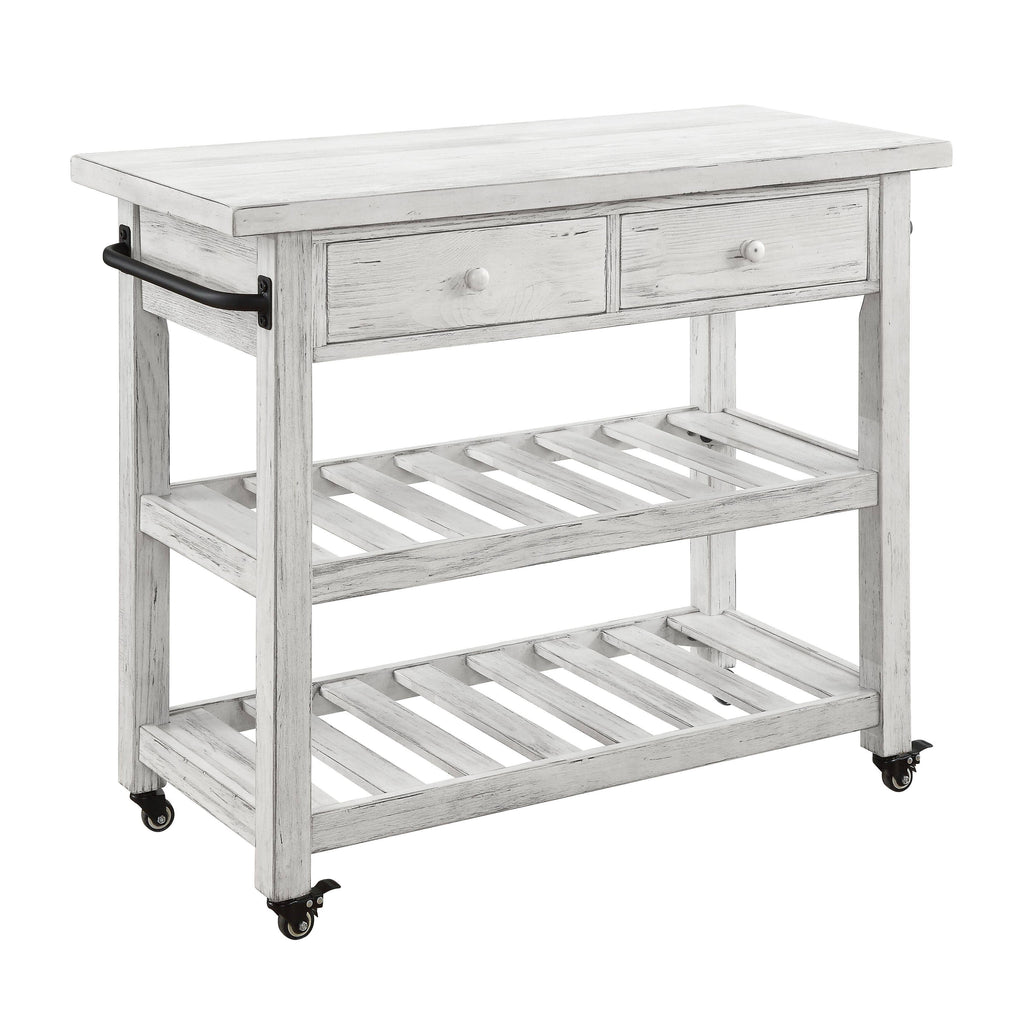 White Two-Drawer Kitchen Cart U697088