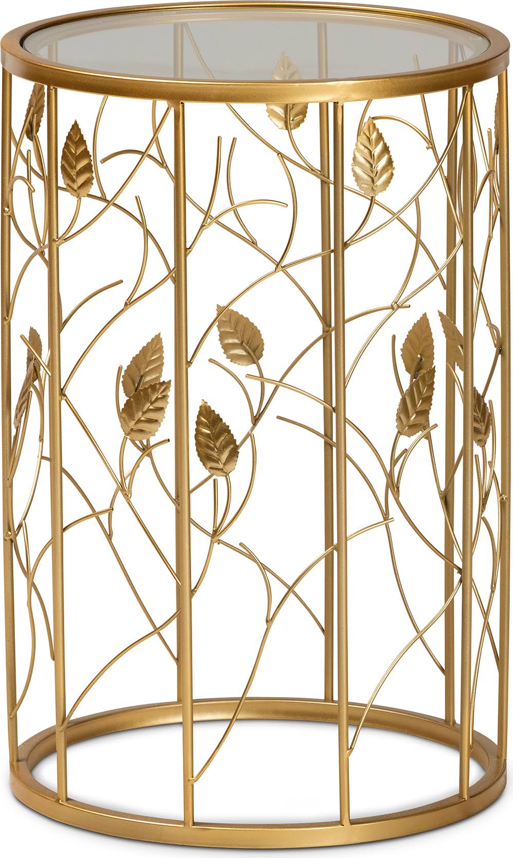 Gold Metal and Glass Leaf Accent End Table P949063