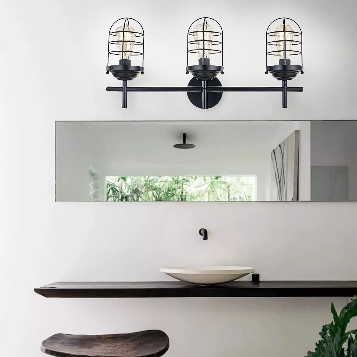 3-Light Black Vanity Light Wall Sconce M8291