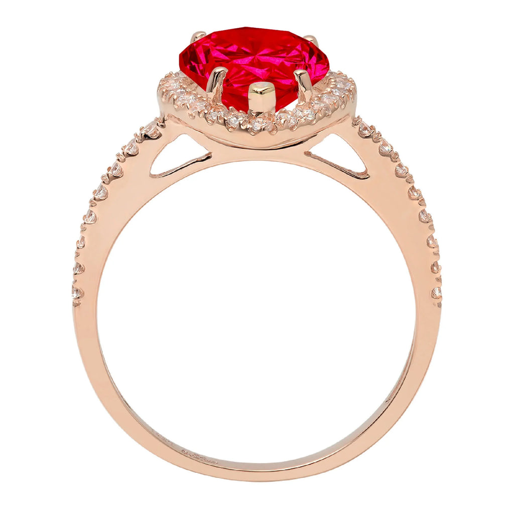 Pink Rose Gold Pear Cut Halo Ring Size 4.25 U783120