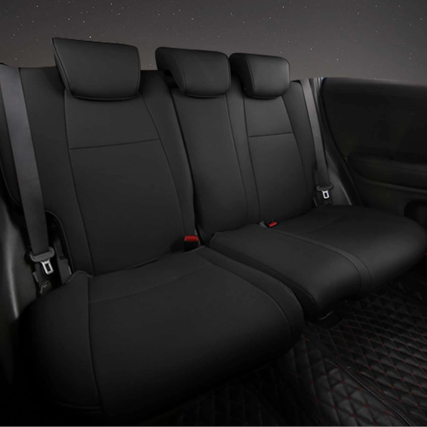 Black Faux Leather Full Set Car Seat Covers Z163